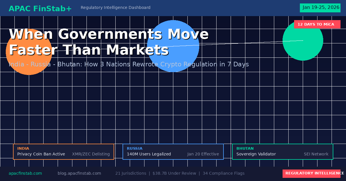 When Governments Move Faster Than Markets: How India, Russia, and a Tiny Himalayan Kingdom Rewrote Crypto Rules in 7 Days